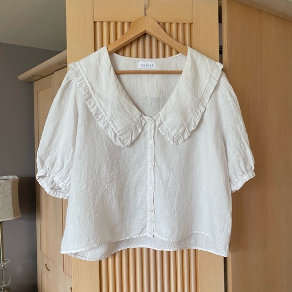 Anthropologie White Linen Blouse - Picture 3 of 9